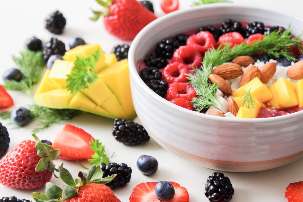 Fruit Salad In White Ceramic Bowl